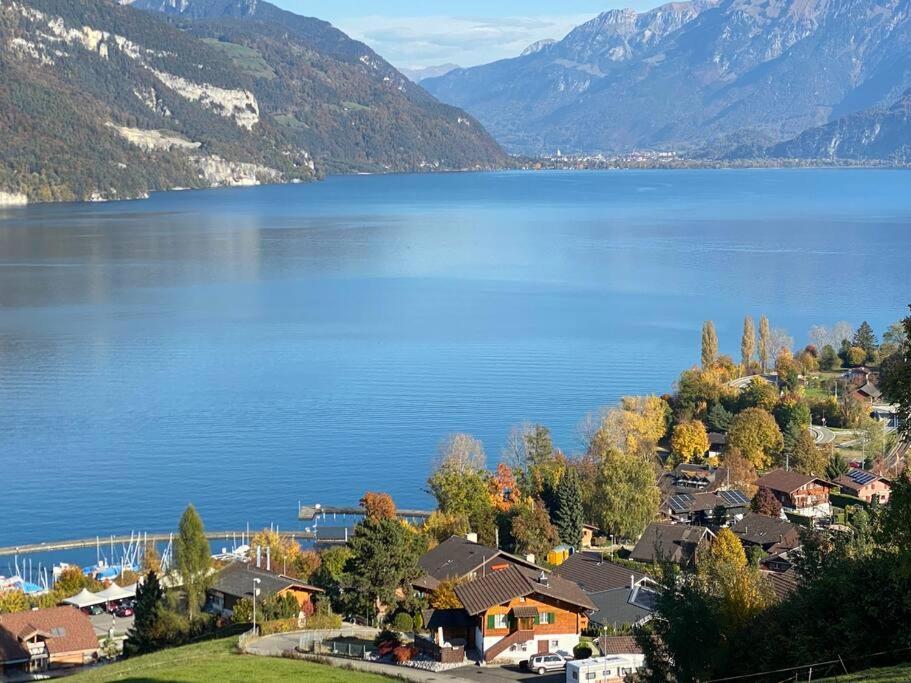 Herrlicher Blick Auf Berge Und See Faulensee Extérieur photo